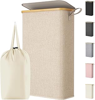 Slim collapsible laundry hamper for a bedroom corner