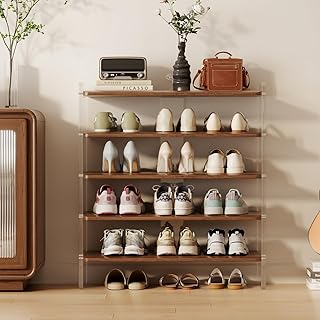 Slim freestanding shoe rack